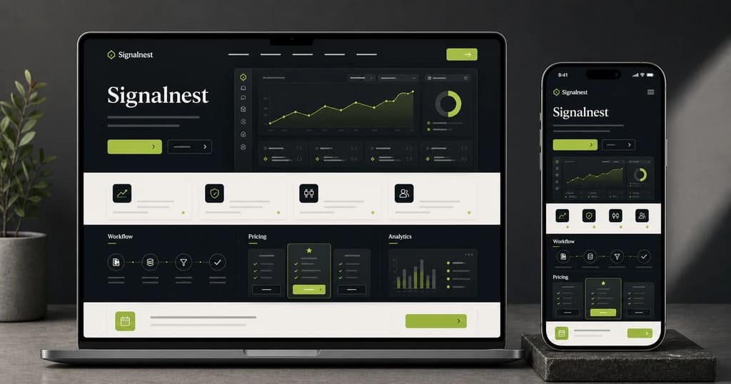 Projektvorschau der Signalnest SaaS-Landingpage