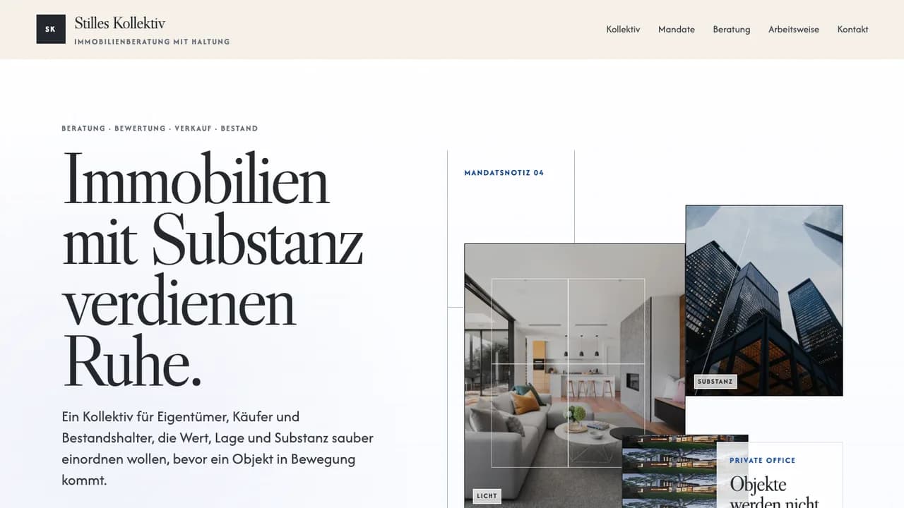 16:9 Desktop-Screenshot des Immobilienberatung Templates